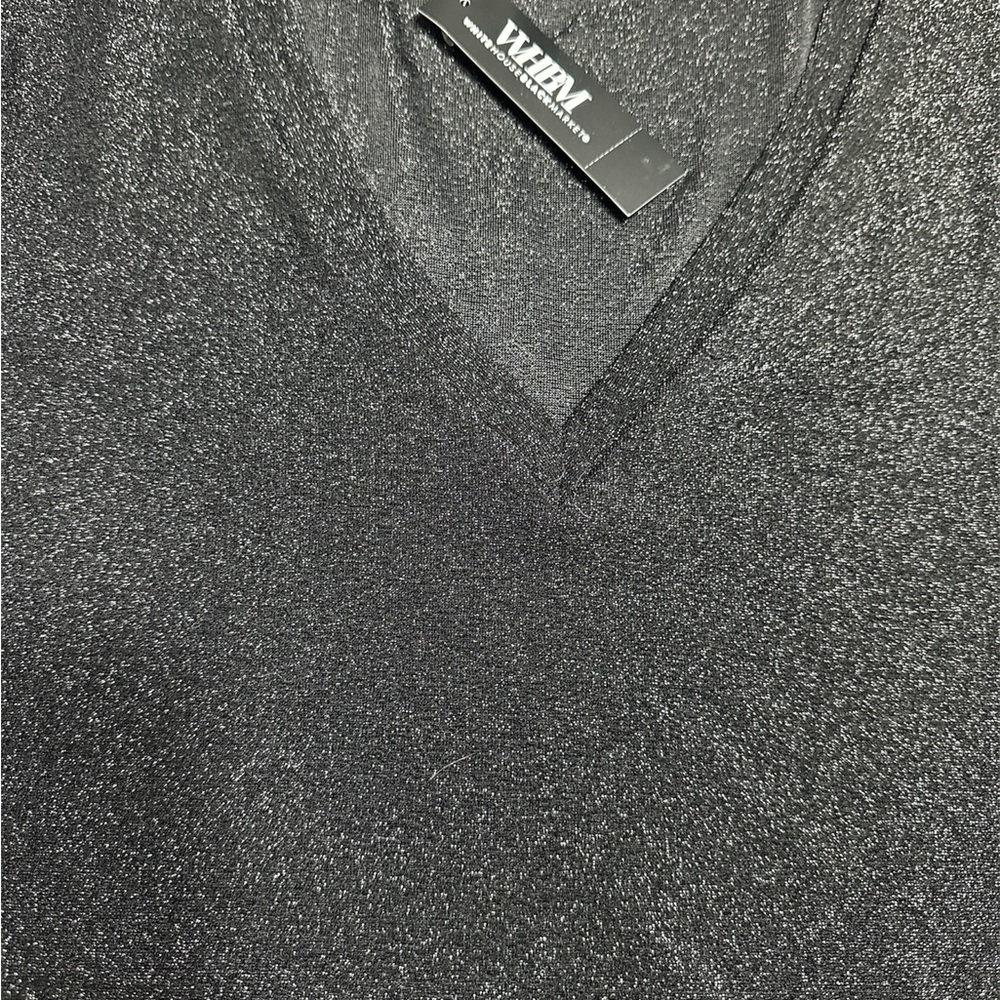 White House Black Market Black Long Sleeve Sparkle Knit Top - Picture 6 of 8